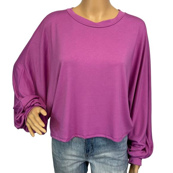 2/$30 Blue Blush Boxy Cropped Sweatshirt Purple Pink Oversized Size L - Picture 2 of 11